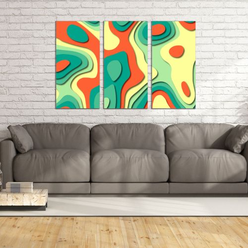 9112 Wall art decoration (set of 3 pieces) Abstraction in summer colors