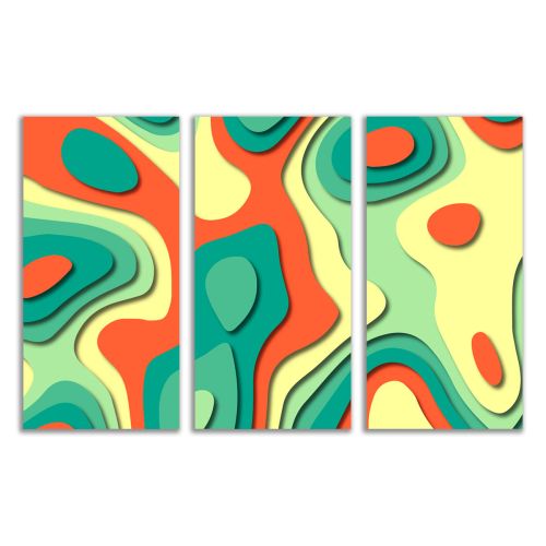 9112 Wall art decoration (set of 3 pieces) Abstraction in summer colors