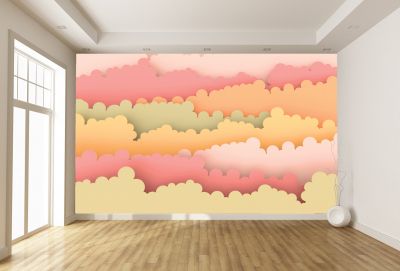 T9117 Детски 3Д фототапет Облаци в пастелни цветове