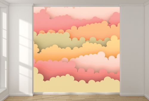 T9117 3D Wallpaper clouds in pastel colors