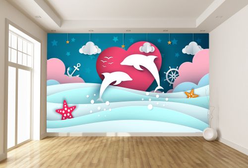 T9119 3D Wallpaper Dolphins