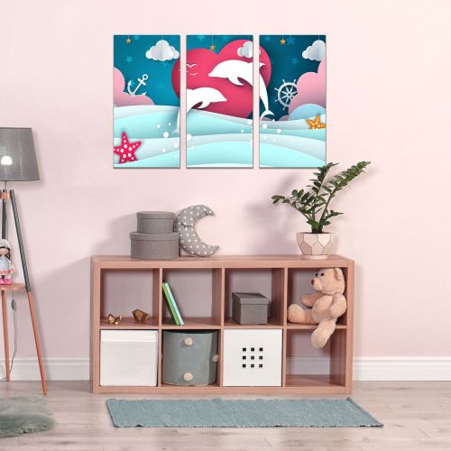 9119 Wall art decoration (set of 3 pieces) Dolphins