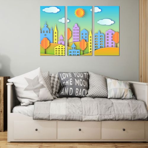 9122 Wall art decoration (set of 3 pieces) Sunny city