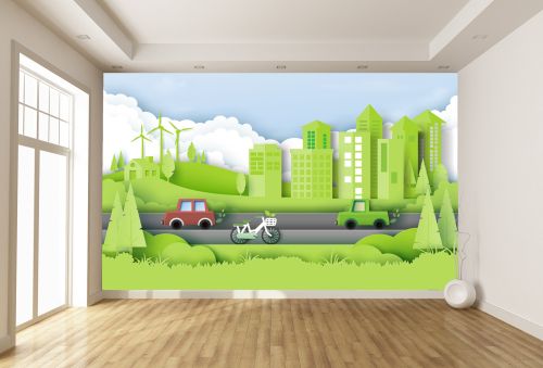 T9123 3D Wallpaper Eco city