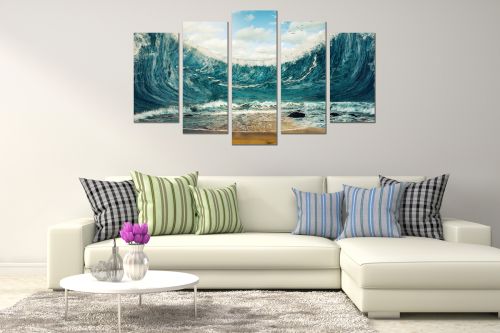 0801 Wall art decoration (set of 5 pieces) Huge wave