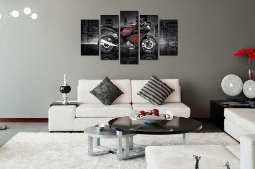 0809  Wall art decoration (set of 5 pieces) Motorcycle