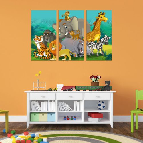 9033 Wall art decoration (set of 3 pieces) Jungle animals