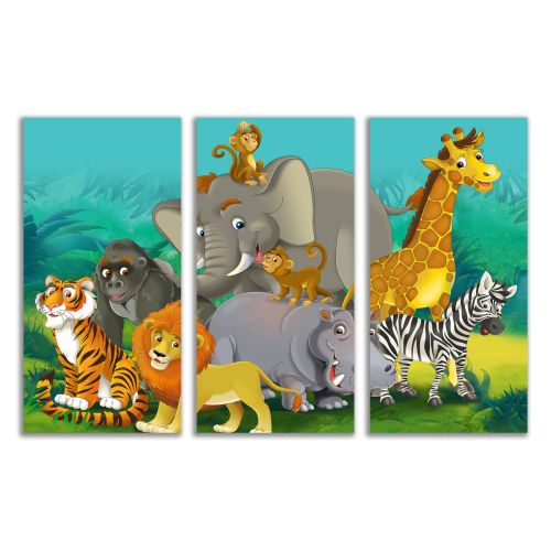 9033 Wall art decoration (set of 3 pieces) Jungle animals