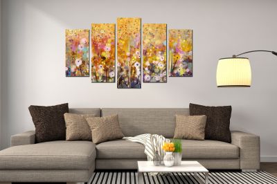 0822 Wall art decoration (set of 5 pieces) Abstract flowers