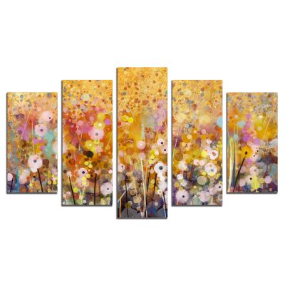 0822 Wall art decoration (set of 5 pieces) Abstract flowers