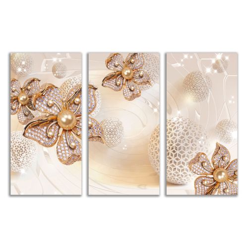 9093 Wall art decoration (set of 3 pieces) Jewelry and spheres