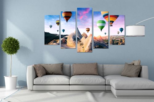 9142 Wall art decoration (set of 5 pieces) Cappadocia - balloons