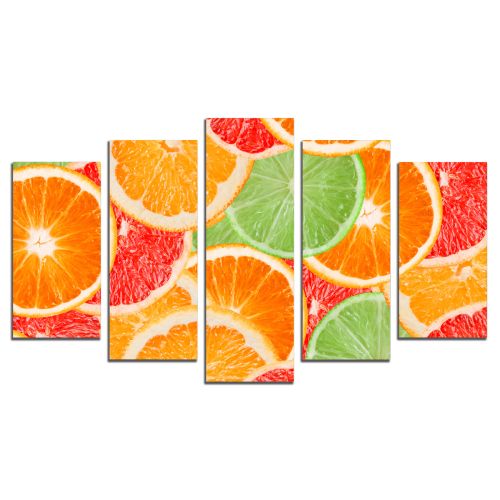 0827 Wall art decoration (set of 5 pieces) Citrus fruits