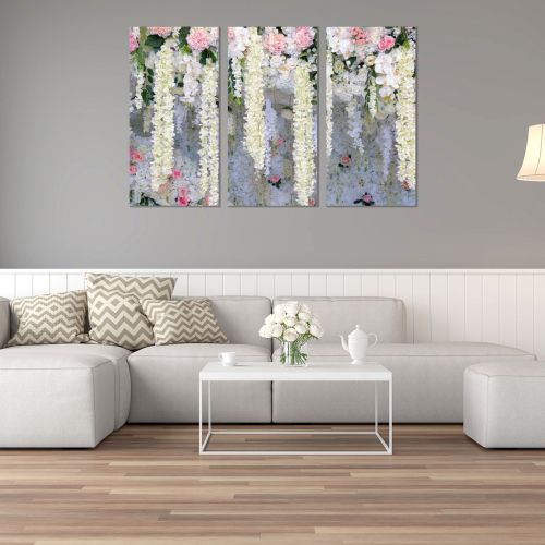 0828 Wall art decoration (set of 3 pieces) Wall of flowers