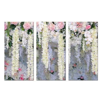 0828 Картина пано от 3 части Стена от цветя