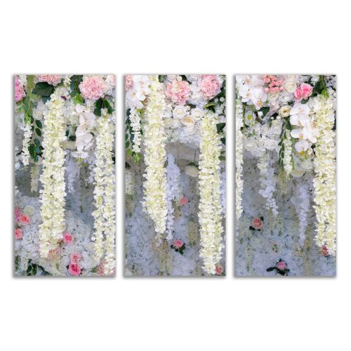 0828 Wall art decoration (set of 3 pieces) Wall of flowers