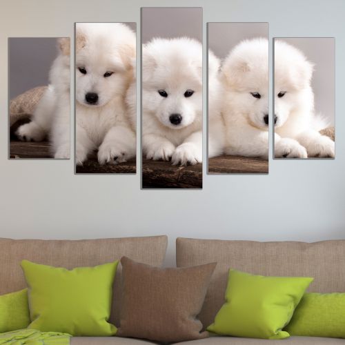 0830 Wall art decoration (set of 5 pieces) Sweet little dogs