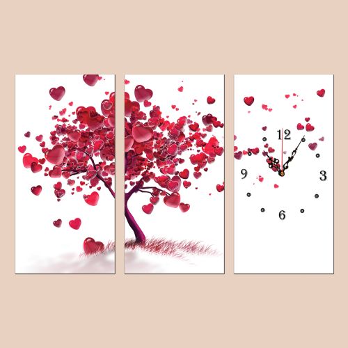 C0047 _3 Clock with print 3 pieces Love tree