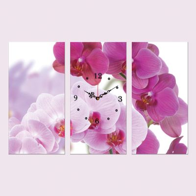 C0099_3 Часовник от 3 части с принт Красиви орхидеи