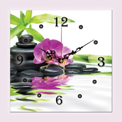 C0102_1 Стенен часовник с принт СПА - лилава орхидея