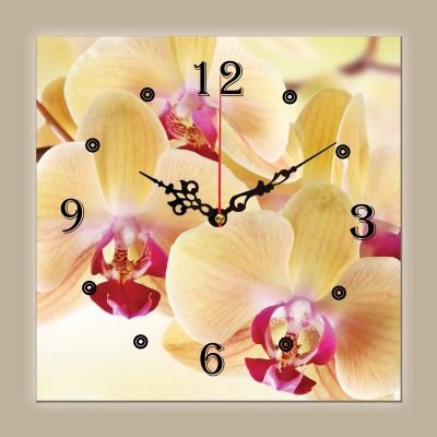 C0139_1 Стенен часовник с принт Нежни орхидеи