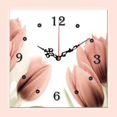 C0141_1 Стенен часовник с принт Нежно розови лалета