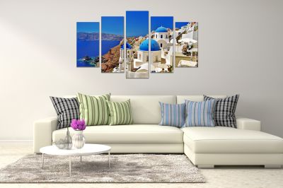 0843 Картина-пано от 5 части Санторини - Гърция