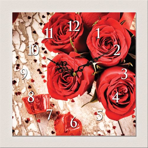 C0159_1 Стенен часовник с принт Червени рози