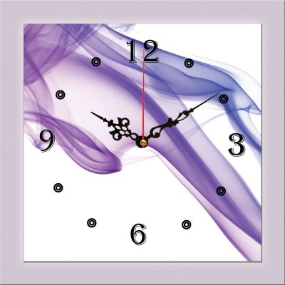 C0271_1 Clock with print Abstraction in white and purple