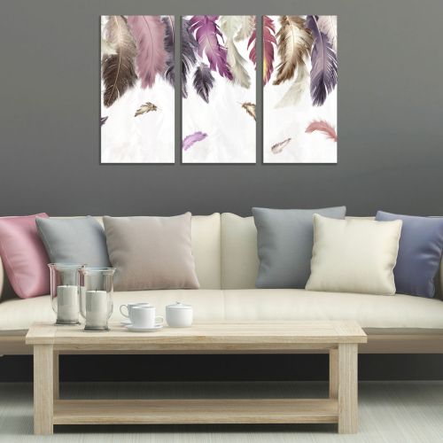 9055 Wall art decoration (set of 3 pieces) Feathers