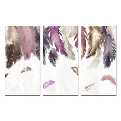 9055 Wall art decoration (set of 3 pieces) Feathers
