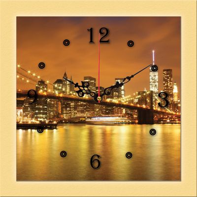 C0851_1 Стенен часовник с принт New York, Brooklyn Bridge