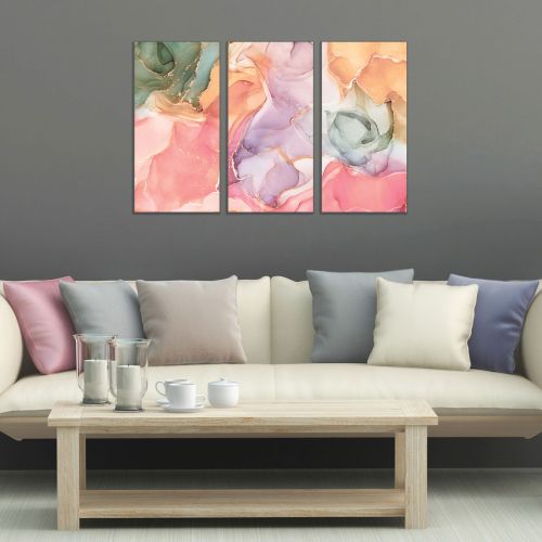 0853 Wall art decoration (set of 3 pieces) Abstraction in pastel colors