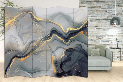 P0792 Decorative Screen Room divider Abstraction in grey and gold (3,4,5 or 6 panels)