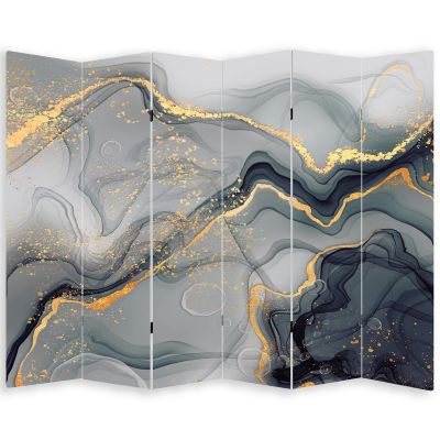 P0792 Decorative Screen Room divider Abstraction in grey and gold (3,4,5 or 6 panels)