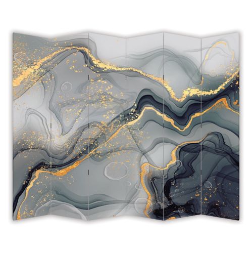 P0792 Decorative Screen Room divider Abstraction in grey and gold (3,4,5 or 6 panels)