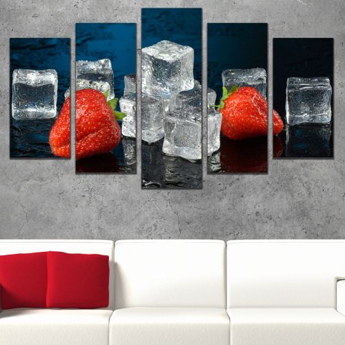 0859 Wall art decoration (set of 5 pieces) Ice with berries