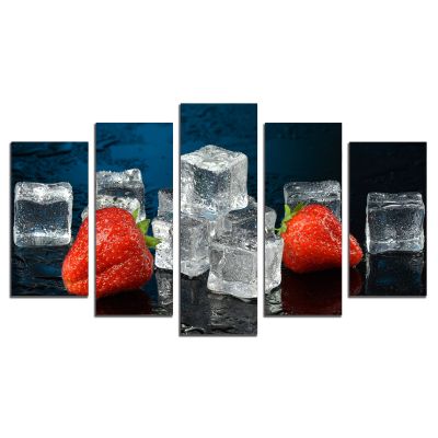 0859 Wall art decoration (set of 5 pieces) Ice with berries