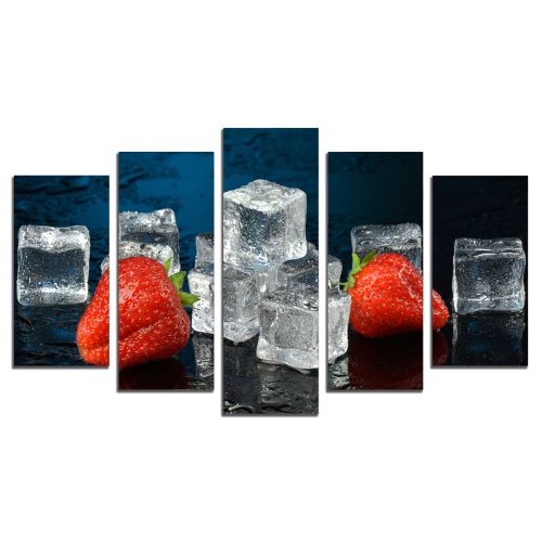 0859 Wall art decoration (set of 5 pieces) Ice with berries