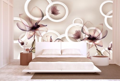 T9155 Wallpaper 3D Flowers and circles