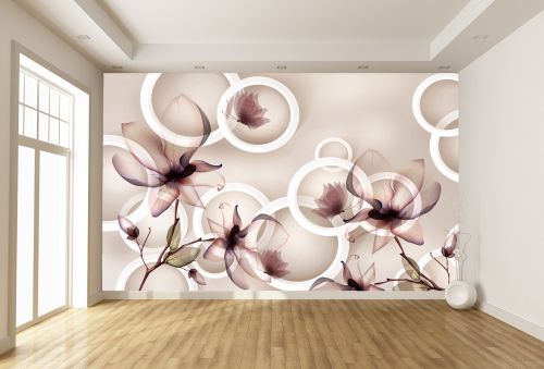 T9155 Wallpaper 3D Flowers and circles