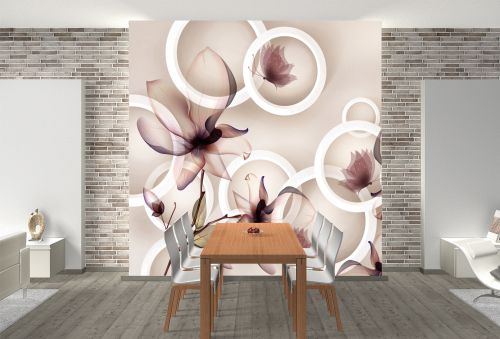 T9155 Wallpaper 3D Flowers and circles