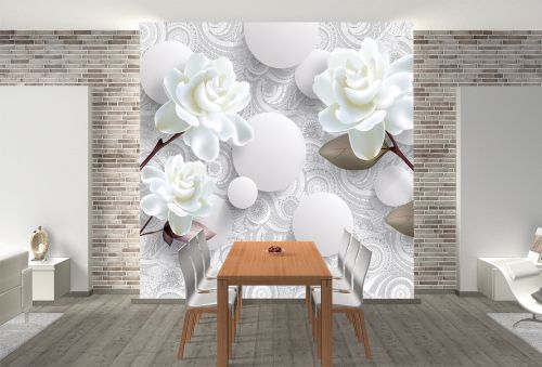 T9156 Wallpaper 3D Flowers and spheres