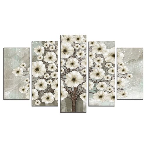 9159 Wall art decoration (set of 5 pieces) Abstract tree