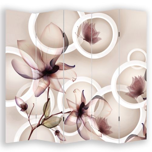 P9155 Decorative Screen Room divider 3D Flowers and circles (3,4,5 or 6 panels)