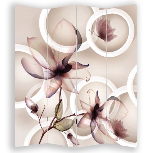 P9155 Decorative Screen Room divider 3D Flowers and circles (3,4,5 or 6 panels)