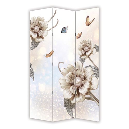 P9158 Decorative Screen Room divider 3D Composition with flowers and jewelry (3,4,5 or 6 panels)