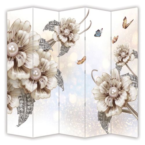 P9158 Decorative Screen Room divider 3D Composition with flowers and jewelry (3,4,5 or 6 panels)