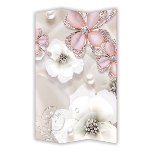 P9023 Decorative Screen Room divider 3D Composition with flowers and jewelry (3, 4, 5 or 6 panels)