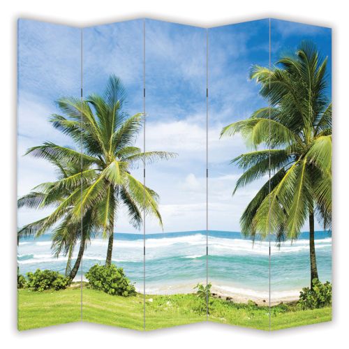 P0661 Decorative Screen Room devider Beautiful beach with palms (3,4,5 or 6 panels)